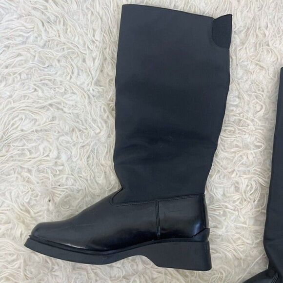 Bootalinos Vintage Women's Midcalf Black Block Heel Boots Leather Canvas Sz 7.5 - Picture 10 of 12